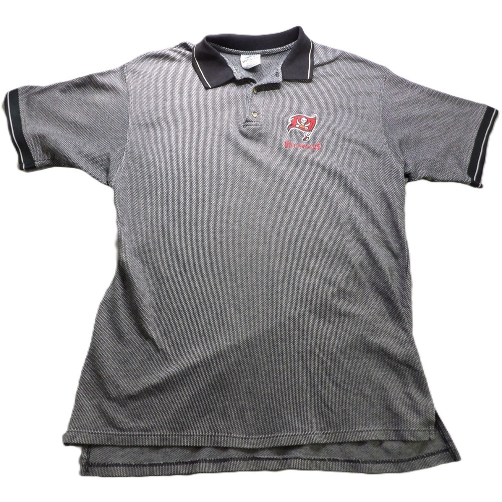 VTG Y2K Dynasty Tampa Bay Buccaneers NFL Embroidered Polo Shirt Men XL Gray Logo
